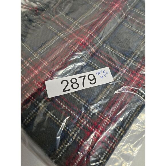 Vintage Gray & Red Tartan 100% Cashmere Scarf With Fringe old money warm soft - Picture 5 of 5